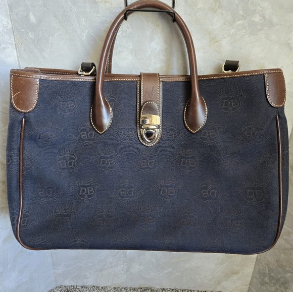 Dooney & Bourke Blue and Brown Leather Bag. - Picture 1 of 11